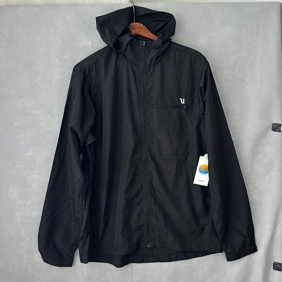 Vuori Windbreaker Jacket Mens M, L, XL Black V523 Daybreak Full Zip Hooded - Picture 1 of 16